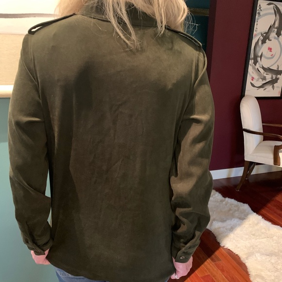 Sutton Studio for Bloomingdales Olive faux suede - Picture 5 of 8